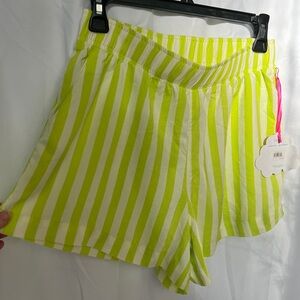 Bando Leisure Club Green Cream Striped Shorts NWT